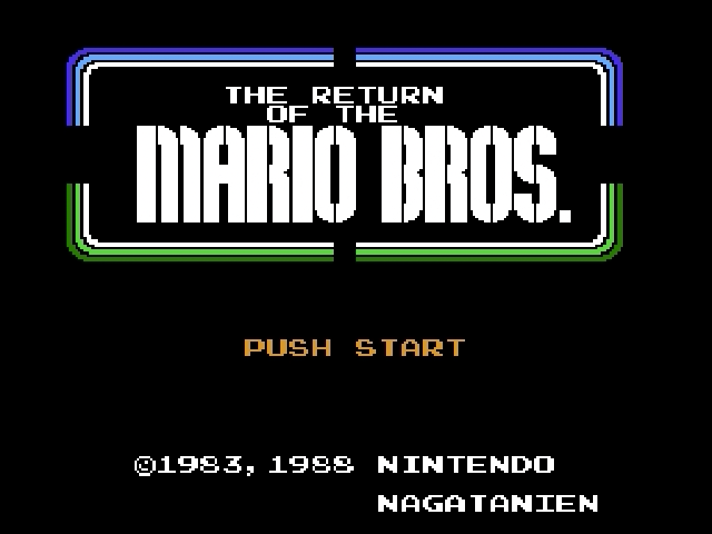 Kaettekita Mario Bros. title screen for Famicom Disk System
